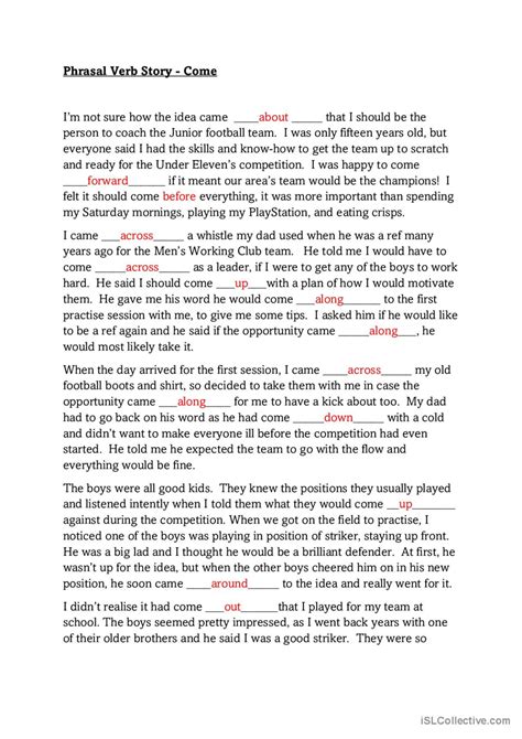 A story to practise phrasal verbs wi: English ESL .